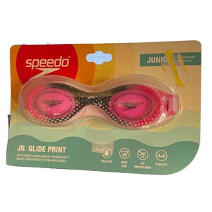 Speedo Swimming JR. Glide Print Pink Grey Goggles Ages Junior 6-14 NEW‎ Anti Fog